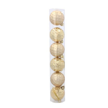 KPL. 6 BOMBONE 6 CM ROȘU/ AURII/ ARGINTII (TUB) *3003