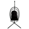 FOTEL WISZĄCY SKŁADANY ERIS CZARNY, PODUSZKA - CZARNA, RAMA - CZARNA