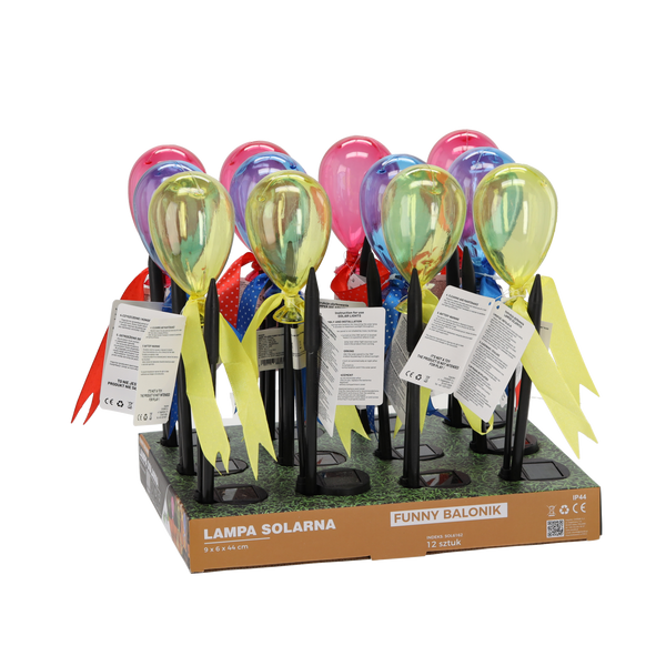 LAMPĂ SOLARĂ BALON FUNNY 9 x 6 x 44 CM MIX DE CULORI disp=12buc *6162