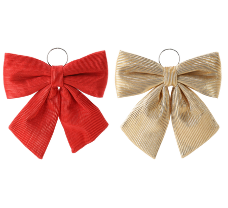 CHRISTMAS BOW GOLD/RED 34CM