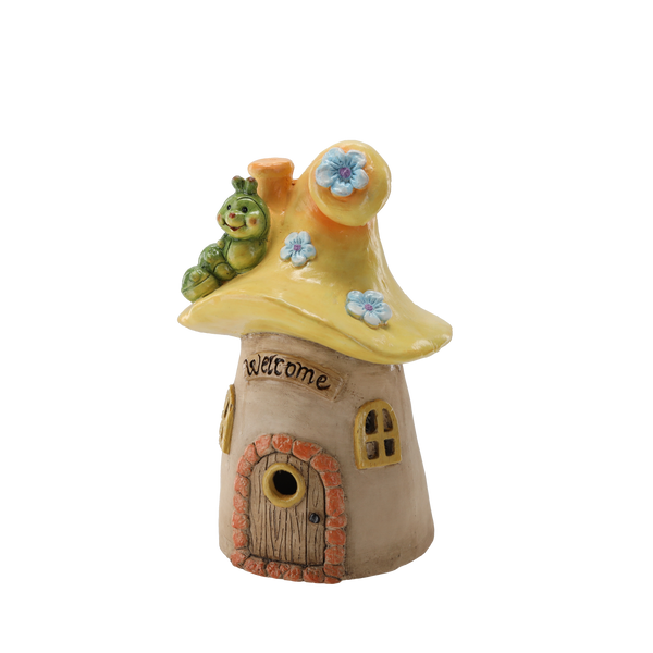 ZAHRADNÍ FIGURKA - HOUBA DOMEK ŽLUTÁ 22,9 x 20,9 x 35,1 CM LED *7058