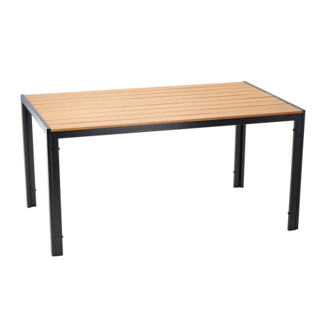 STEEL POLYWOOD TABLE 150 x 90 x 73 CM BLACK