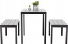 ZESTAW MEBLI OGRODOWYCH STÓŁ 110 x 58.5 x 75.5 CM + 2 ŁAWKI 110 x 39 x 45 CM SZARY
