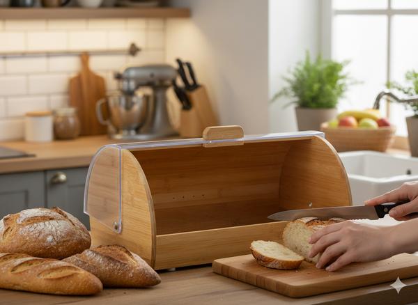 BREAD BOX MENTA - BAMBOO WITH PS COVER 38 x 28 x 18,5 CM