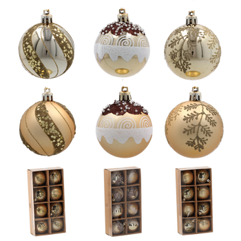 SET OF 8 CHRISTMAS BAUBLES GOLD 6 CM