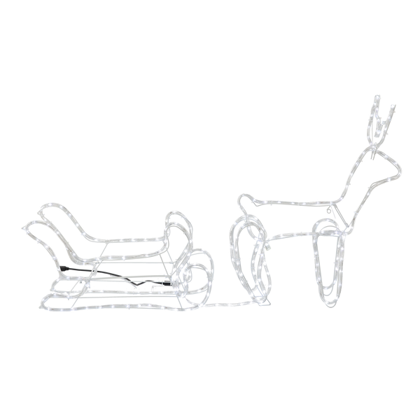 LED CHRISTMAS DEER WITH SLEIGH 1,2 M COLD WHITE + COLD WHITE FLASH IP44