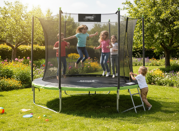 TRAMPOLINA 10FT 312 CM Z DRABINKĄ I SIATKĄ WEWNĘTRZNĄ 