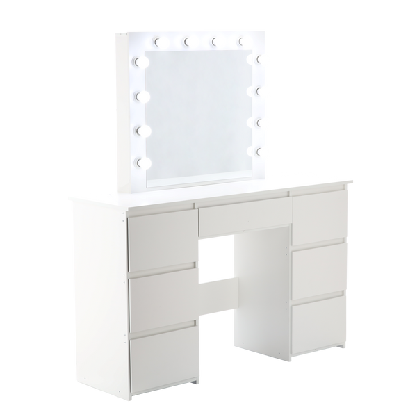 WHITE DRESSING TABLE WITH LIGHTS AND 7 DRAWERS