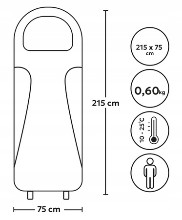TOURIST SLEEPING BAG 215 x 75 CM BLACK