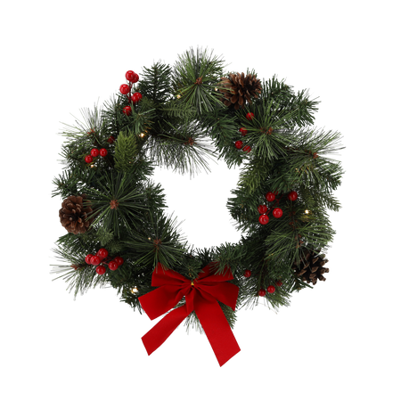 CHRISTMAS WREATH 40 CM RED LED