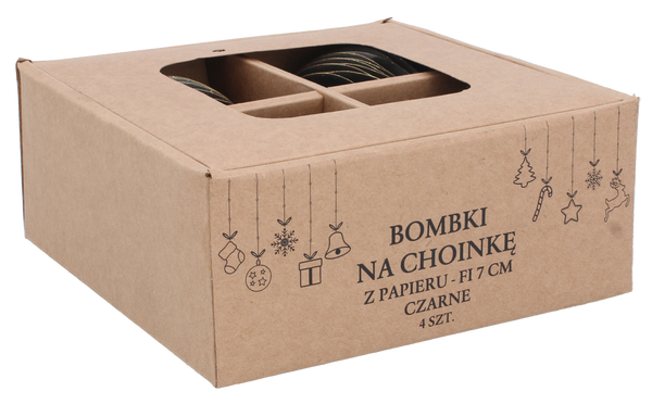 SET 4 BOMBONE PE BRADULĂ DIN HÂRTIE FI 7 CM NEGRE pachet=6buc *2051