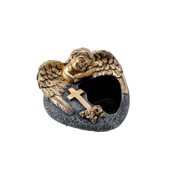 ANGEL SHAPED CEMENT POT - DARK GREY - GOLD 16 X 17,5 X 11 CM
