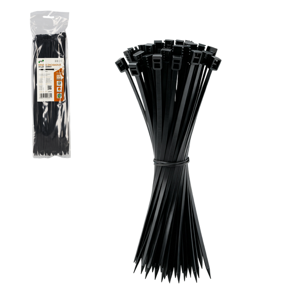 SET OF 100 CABLE TIES 3,6 X 300 MM BLACK