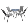 ZESTAW MEBLI OGRODOWYCH - 4 KRZESŁA + OKRĄGŁY STOLIK - SZARY *3514