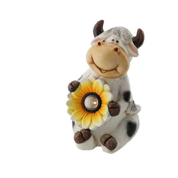 GARDEN FIGURINE – COW WITH FLOWER 19 X 22 X 23 CM LED