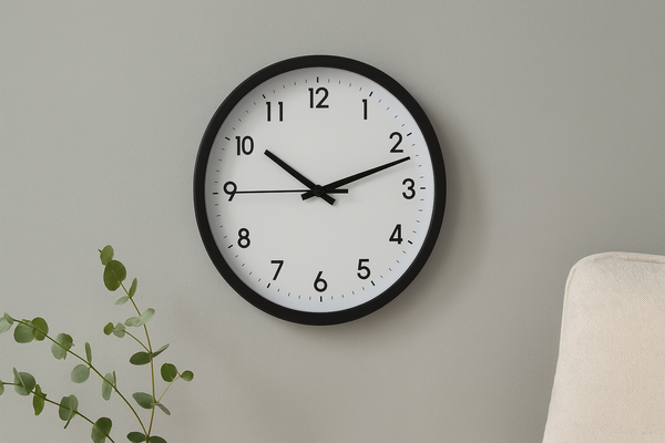 ZEGAR WISZĄCY OKRĄGŁY 22 x 22 x 3,8 CM BIAŁY/CZARNY *4627