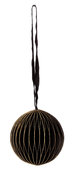 SET OF 4 CHRISTMAS TREE PAPER BAUBLES 7 CM BLACK