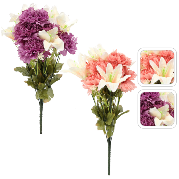 ARTIFICIAL FLOWER - LILY AND CARNATION 45-48 CM MIX COLORS
