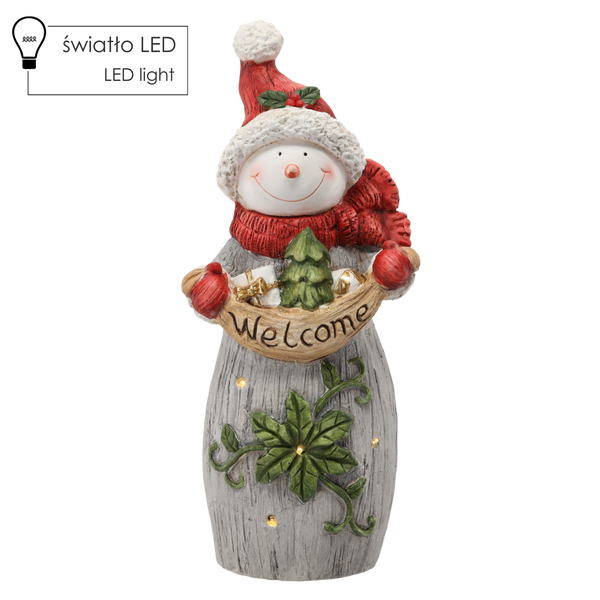 FIGURĂ DE CRĂCIUN - ZĂPADNIC CU INSCRIPȚIA "BUN VENIT" 26 X 22 X 55 CM LED