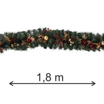 CHRISTMAS DECORATION - GARLAND 1,8 M RED AND GOLD