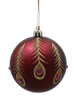SET OF 6 CHRISTMAS BAUBLES DARK RED 8 CM