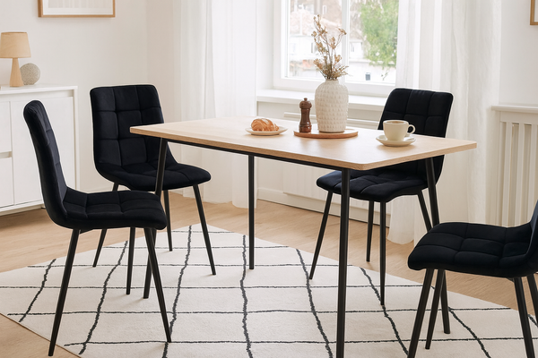 KRZESŁO NOWOCZESNE WELUROWE CZARNE *2951