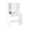 WHITE DRESSING TABLE WITH LED MIRROR AND 2 DRAWERS AND JEWELRY HOOKS