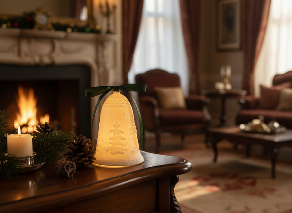 Vianočná ozdoba - LED keramický zvonček *1198