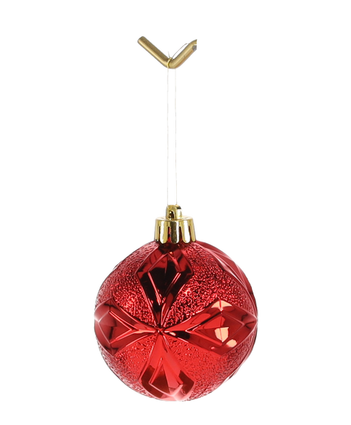 SET OF 24 BAUBLES 6 CM RED/GOLD/SILVER