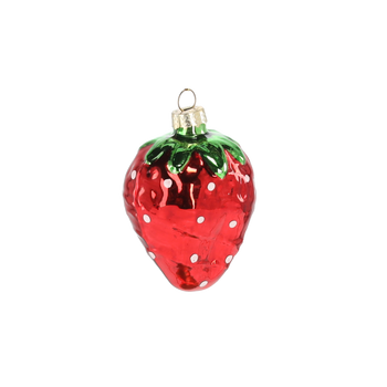GLASS BAUBLE - STRAWBERRY 5,5 x 5 x 8 CM