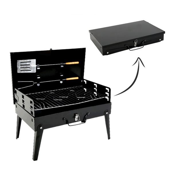 FOLDABLE TRAVEL GRILL SUITCASE WITH FORKS AND SHOVEL 44 X 23 X 48 CM