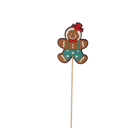 CHRISTMAS DECORATION - GINGERBREAD ON STICK MIX DESIGNS 6 x 7.5 CM