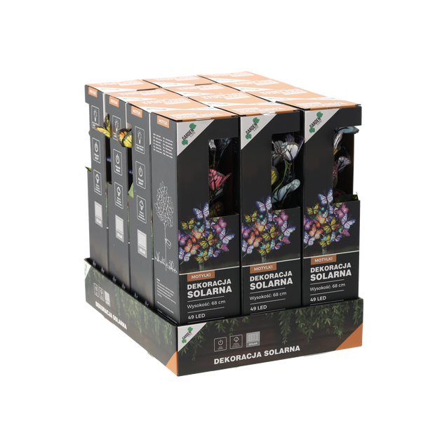 SOLÁRNA LAMPA H 68 CM MOTÝLI 49 LED TEPLÁ BIELA disp=12ks *4675