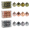 SET OF 24 BAUBLES 6 CM OLIVE/COPPER/GRAPHITE MIX DESIGNS