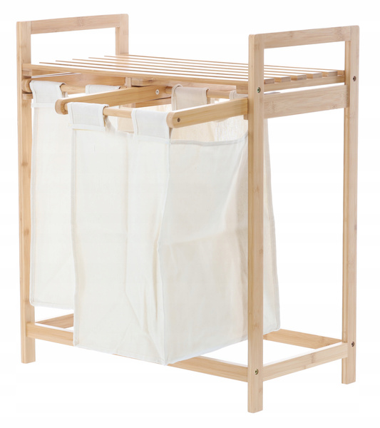 REGAŁ BAMBUSOWY Z DWOMA KOSZAMI 64x33x73 CM *6998