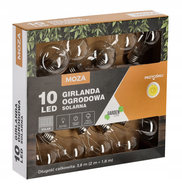 SOLAR GARDEN GARLAND LENGTH 2 + 1.8 M MOZA 10 LED WARM WHITE