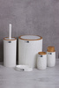 ROUND BATHROOM SET 5 PCS. WHITE / WOOD