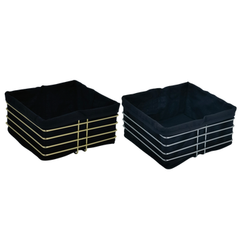KOŠÍK NA CHLIEB 21,5 x 21,5 x 11 CM MIX 2 FARBY ZLATÁ/SIVÁ S ČIERNYM VLOŽKOM *8991
