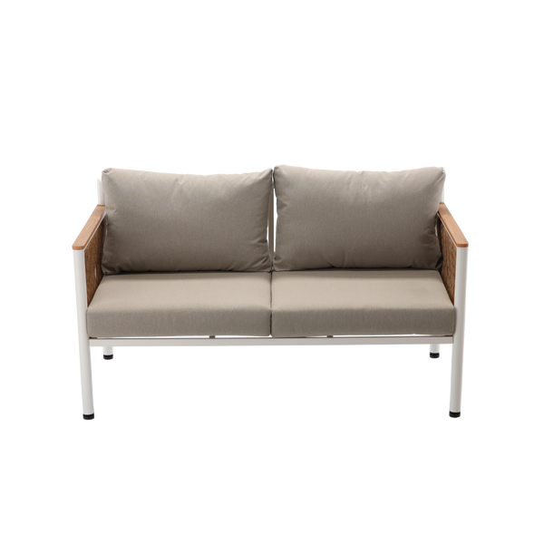 ZESTAW MEBLI ALUMINIOWYCH "BELGRAD" (SOFA + 2 FOTELE + STOLIK) BEŻOWY + BEŻOWE PODUSZKI