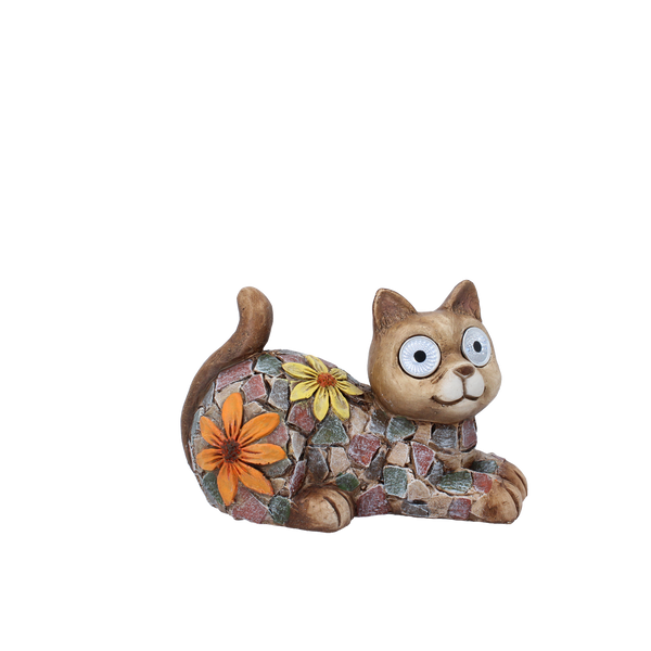 GARDEN FIGURINE - CAT WITH GLOWING EYES 21,5 x 13,7 x 14 CM LED pack=2 pcs