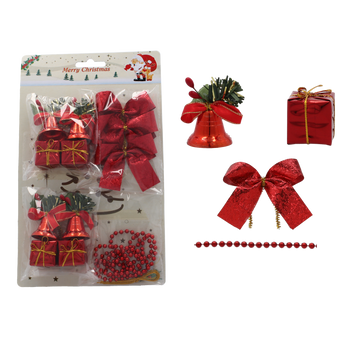 SET DE DECORAȚIUNI DE CRĂCIUN. ROȘU ambalaj=72buc *7924