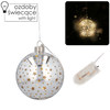 GLASS CHRISTMAS ORNAMENT 10 CM LED SILVER BAUBLE WITH STARS