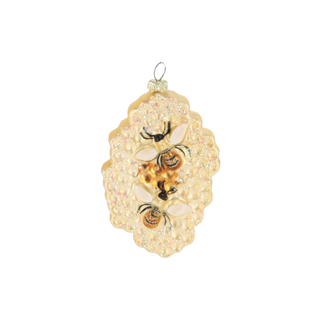 GLASS BAUBLE - HONEYCOMB WITH BEES 9,9 x 6,5 x 1,8 CM