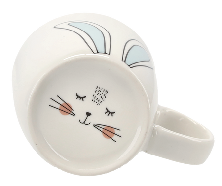 Hrnček porcelánový 270 ml uši zajíce s pusou na dně balení=12ks *7888