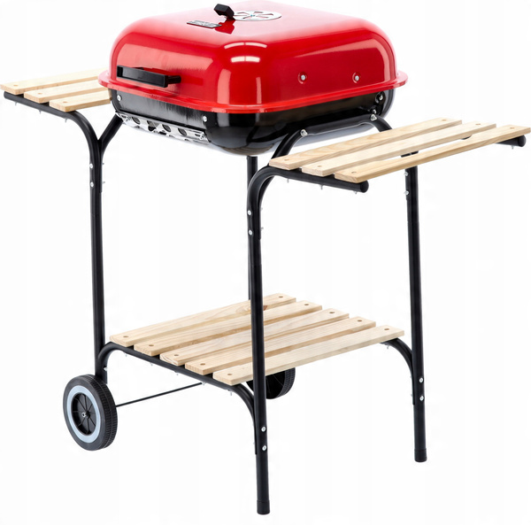 AMERICAN CHARCOAL BBQ WITH SIDE SHELVES AND WHEELS 96 x 45 x 75 CM