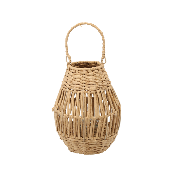 LAMPION 20 x 26 CM Z WKŁADEM SZKLANYM - NATURALNY