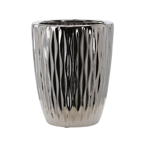 CERAMIC COVER FOR A POT 37 x 37 x 46 CM SILVER WAVY
