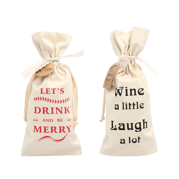 GIFT BAG FOR BOTTLE 15 X 35 CM CREAM WITH TEXT PACK=20PCS