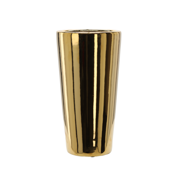 CERAMIC COVER FOR A POT 25,5 x 25,5 x 48,5 CM CM GOLD SMOOTH