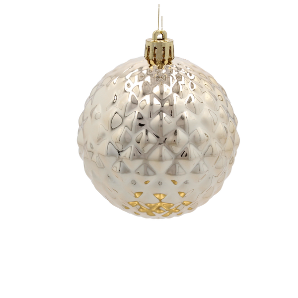 SET OF 6 ORNAMENTS 8 CM CHAMPAGNE/GRAY/WHITE